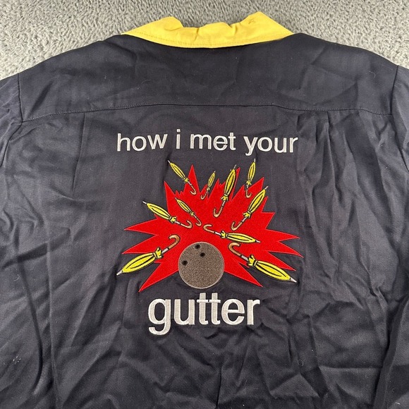 Sichel Bowling Shirt Mens L Black Yellow‎ Wobbly Balls How I Met Your Gutter - Picture 6 of 11